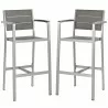 Modway Shore Bar Stool Outdoor Patio Aluminum - Silver Gray - Set of Two - Front Side Angle - Modway Shore Bar Stool Outdoor Patio Aluminum - Silver Gray - Set of Two - Front Side Angle