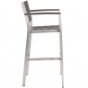 Modway Shore Bar Stool Outdoor Patio Aluminum - Silver Gray - Set of Two - Side Angle
