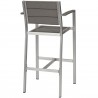 Modway Shore Bar Stool Outdoor Patio Aluminum - Silver Gray - Set of Two - Back Side Angle