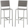 Modway Shore Armless Bar Stool Outdoor Patio Aluminumc Silver Gray - Set of Two - Front Side Angle