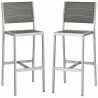Modway Shore Armless Bar Stool Outdoor Patio Aluminumc Silver Gray - Set of Two - Front Side Angle - Modway Shore Armless Bar Stool Outdoor Patio Aluminumc Silver Gray - Set of Two - Front Side Angle
