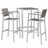 Modway Shore 3 Piece Outdoor Patio Aluminum Pub Set - Silver Gray - Set in Front Side Ange