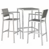 Modway Shore 3 Piece Outdoor Patio Aluminum Pub Set - Silver Gray - Set in Front Side Ange - Modway Shore 3 Piece Outdoor Patio Aluminum Pub Set - Silver Gray - Set in Front Side Ange