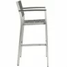 Modway Shore 3 Piece Outdoor Patio Aluminum Pub Set - Silver Gray - Stool in Side Ange - Modway Shore 3 Piece Outdoor Patio Aluminum Pub Set - Silver Gray - Stool in Side Ange