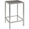 Modway Shore 3 Piece Outdoor Patio Aluminum Pub Set - Silver Gray - Table in Front Side Ange