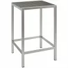 Modway Shore 3 Piece Outdoor Patio Aluminum Pub Set - Silver Gray - Table in Front Side Ange - Modway Shore 3 Piece Outdoor Patio Aluminum Pub Set - Silver Gray - Table in Front Side Ange
