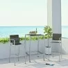 Modway Shore 3 Piece Outdoor Patio Aluminum Pub Set - Silver Gray - Lifestyle - Modway Shore 3 Piece Outdoor Patio Aluminum Pub Set - Silver Gray - Lifestyle