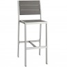 Modway Shore 3 Piece Outdoor Patio Aluminum Pub Set - Silver Gray - Stool in Front Side Angle