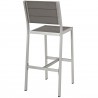 Modway Shore 3 Piece Outdoor Patio Aluminum Pub Set - Silver Gray - Stool in Back Side Angle