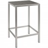 Modway Shore 3 Piece Outdoor Patio Aluminum Pub Set - Silver Gray - Table in Front Side Angle