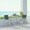 Modway Shore 3 Piece Outdoor Patio Aluminum Pub Set - Silver Gray - Lifestyle - Modway Shore 3 Piece Outdoor Patio Aluminum Pub Set - Silver Gray - Lifestyle