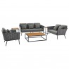 Modway Stance 6 Piece Outdoor Patio Aluminum Sectional Sofa Set - Gray Charcoal - Set in Front Side Angle