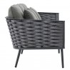 Modway Stance 6 Piece Outdoor Patio Aluminum Sectional Sofa Set - Gray Charcoal - Sofa in Side Angle