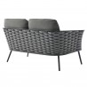 Modway Stance 6 Piece Outdoor Patio Aluminum Sectional Sofa Set - Gray Charcoal - Loveseat in Back Side Angle