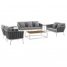 Modway Stance 7 Piece Outdoor Patio Aluminum Sectional Sofa Set - White Gray - Set in Front Side Angle