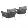 Modway Stance Armchair Outdoor Patio Aluminum in White Gray - Set of Two - Set in Back Side Angle