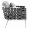 Modway Stance Armchair Outdoor Patio Aluminum in White Gray - Set of Two - Side Angle - Modway Stance Armchair Outdoor Patio Aluminum in White Gray - Set of Two - Side Angle