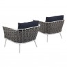 Modway Stance Armchair Outdoor Patio Aluminum in White Navy - Set of Two - Set in Back Side Angle