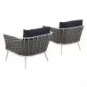 Modway Stance Armchair Outdoor Patio Aluminum in White Navy - Set of Two - Set in Back Side Angle - Modway Stance Armchair Outdoor Patio Aluminum in White Navy - Set of Two - Set in Back Side Angle