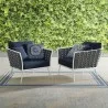 Modway Stance Armchair Outdoor Patio Aluminum in White Navy - Set of Two - Lifestyle - Modway Stance Armchair Outdoor Patio Aluminum in White Navy - Set of Two - Lifestyle