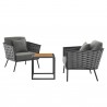 Modway Stance 3 Piece Outdoor Patio Aluminum Sectional Sofa Set - Gray Charcoal - Set