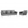 Modway Stance 2 Piece Outdoor Patio Aluminum Sectional Sofa Set in White Gray - Set in Front Angle