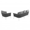 Modway Stance 2 Piece Outdoor Patio Aluminum Sectional Sofa Set in White Gray - Set in Back Angle