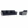 Modway Stance 2 Piece Outdoor Patio Aluminum Sectional Sofa Set in White Navy - Set in Front Angle - Modway Stance 2 Piece Outdoor Patio Aluminum Sectional Sofa Set in White Navy - Set in Front Angle