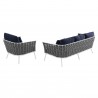 Modway Stance 2 Piece Outdoor Patio Aluminum Sectional Sofa Set in White Navy - Set in Back Angle