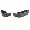 Modway Stance 2 Piece Outdoor Patio Aluminum Sectional Sofa Set in White Navy - Set in Back Angle - Modway Stance 2 Piece Outdoor Patio Aluminum Sectional Sofa Set in White Navy - Set in Back Angle