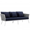Modway Stance 2 Piece Outdoor Patio Aluminum Sectional Sofa Set in White Navy - Sofa in Front Angle