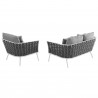 Modway Stance 2 Piece Outdoor Patio Aluminum Sectional Sofa Set in White Gray - Set in Back Side Angle