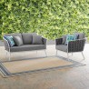 Modway Stance 2 Piece Outdoor Patio Aluminum Sectional Sofa Set in White Gray - Lifestyle