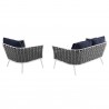 Modway Stance 2 Piece Outdoor Patio Aluminum Sectional Sofa Set in White Navy - Set in Back Side Angle