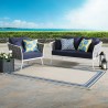 Modway Stance 2 Piece Outdoor Patio Aluminum Sectional Sofa Set in White Navy - Lifestyle