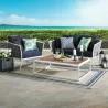 Modway Stance 3 Piece Outdoor Patio Aluminum Sectional Sofa Set - White Navy - Lifestyle - Modway Stance 3 Piece Outdoor Patio Aluminum Sectional Sofa Set - White Navy - Lifestyle