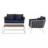Modway Stance 3 Piece Outdoor Patio Aluminum Sectional Sofa Set - White Navy - Set in Front Angle