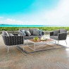 Modway Stance 4 Piece Outdoor Patio Aluminum Sectional Sofa Set - White Navy - Lifestyle