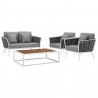 Modway Stance 4 Piece Outdoor Patio Aluminum Sectional Sofa Set - White Navy - Set in Front Side Angle
