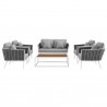 Modway Stance 6 Piece Outdoor Patio Aluminum Sectional Sofa Set - White Gray - Set in Front Angle