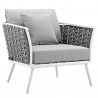 Modway Stance 6 Piece Outdoor Patio Aluminum Sectional Sofa Set - White Gray - Armchair in Front Side Angle