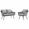 Modway Endeavor 2 Piece Outdoor Patio Wicker Rattan Loveseat and Armchair Set - Gray Gray - Front Angle - Modway Endeavor 2 Piece Outdoor Patio Wicker Rattan Loveseat and Armchair Set - Gray Gray - Front Angle
