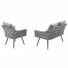 Modway Endeavor 2 Piece Outdoor Patio Wicker Rattan Loveseat and Armchair Set - Gray Gray - Back Angle - Modway Endeavor 2 Piece Outdoor Patio Wicker Rattan Loveseat and Armchair Set - Gray Gray - Back Angle