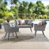 Modway Endeavor 3 Piece Outdoor Patio Wicker Rattan Loveseat and Armchair Set - Gray Gray - Lifestyle