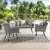 Modway Endeavor 3 Piece Outdoor Patio Wicker Rattan Loveseat and Armchair Set - Gray Gray - Lifestyle - Modway Endeavor 3 Piece Outdoor Patio Wicker Rattan Loveseat and Armchair Set - Gray Gray - Lifestyle
