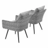 Modway Endeavor Armchair Outdoor Patio Wicker Rattan in Gray Gray - Set of Two - Back Side Angle - Modway Endeavor Armchair Outdoor Patio Wicker Rattan in Gray Gray - Set of Two - Back Side Angle