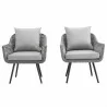 Modway Endeavor Armchair Outdoor Patio Wicker Rattan in Gray Gray - Set of Two - Front Angle - Modway Endeavor Armchair Outdoor Patio Wicker Rattan in Gray Gray - Set of Two - Front Angle