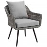 Modway Endeavor 3 Piece Outdoor Patio Wicker Rattan Dining Set - Gray Gray - Chair - Front Side Angle
