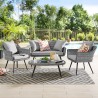Modway Endeavor 4 Piece Outdoor Patio Wicker Rattan Loveseat Armchair and Coffee Table Set - Gray Gray - Lifestyle
