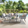 Modway Endeavor 5 Piece Outdoor Patio Wicker Rattan Loveseat Armchair Coffee + Side Table Set - Gray Gray - Lifestyle